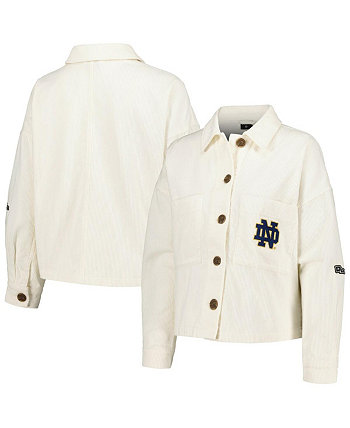 Женская белая вельветовая куртка Notre Dame Fighting Irish на пуговицах Hype And Vice