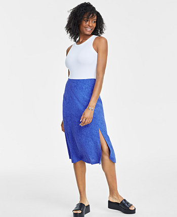 Women's Printed Midi Slip Skirt, Created for Macy's On 34th