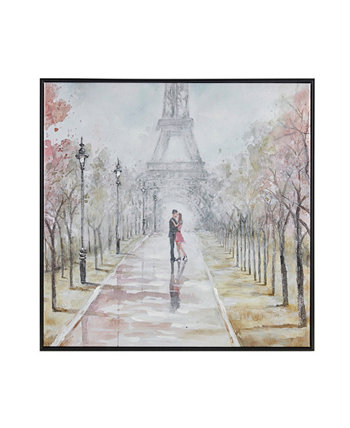 Поцелуй в Париже Холст в рамке с ручным украшением, 28 x 28 дюймов Madison Park
