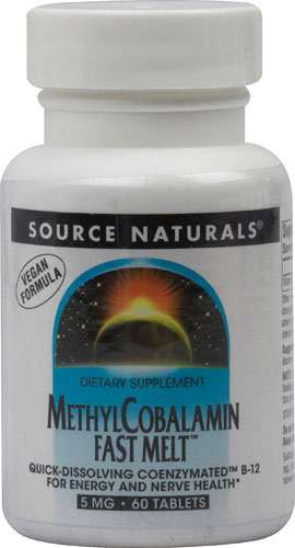 Source Naturals MethylCobalamin Fast Melt™ — 5 мг — 60 таблеток Source Naturals
