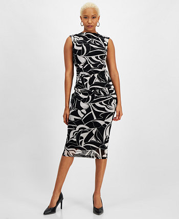 Женское сетчатое платье с воротником-стойкой с геопринтом, созданное для Macy's Bar III