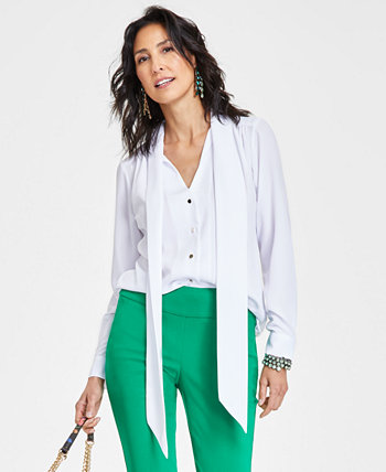 Женская блузка с воротником-шарфом и длинными рукавами, созданная для Macy's I.N.C. International Concepts