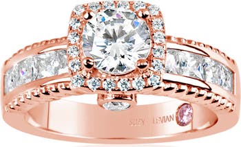 Помолвочное кольцо с покрытием из розового золота из стерлингового серебра и белого серебра с французским каналом CZ Suzy Levian