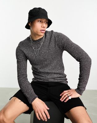 Облегающий вязаный свитер серебристого цвета с эффектом металлик ASOS DESIGN ASOS DESIGN