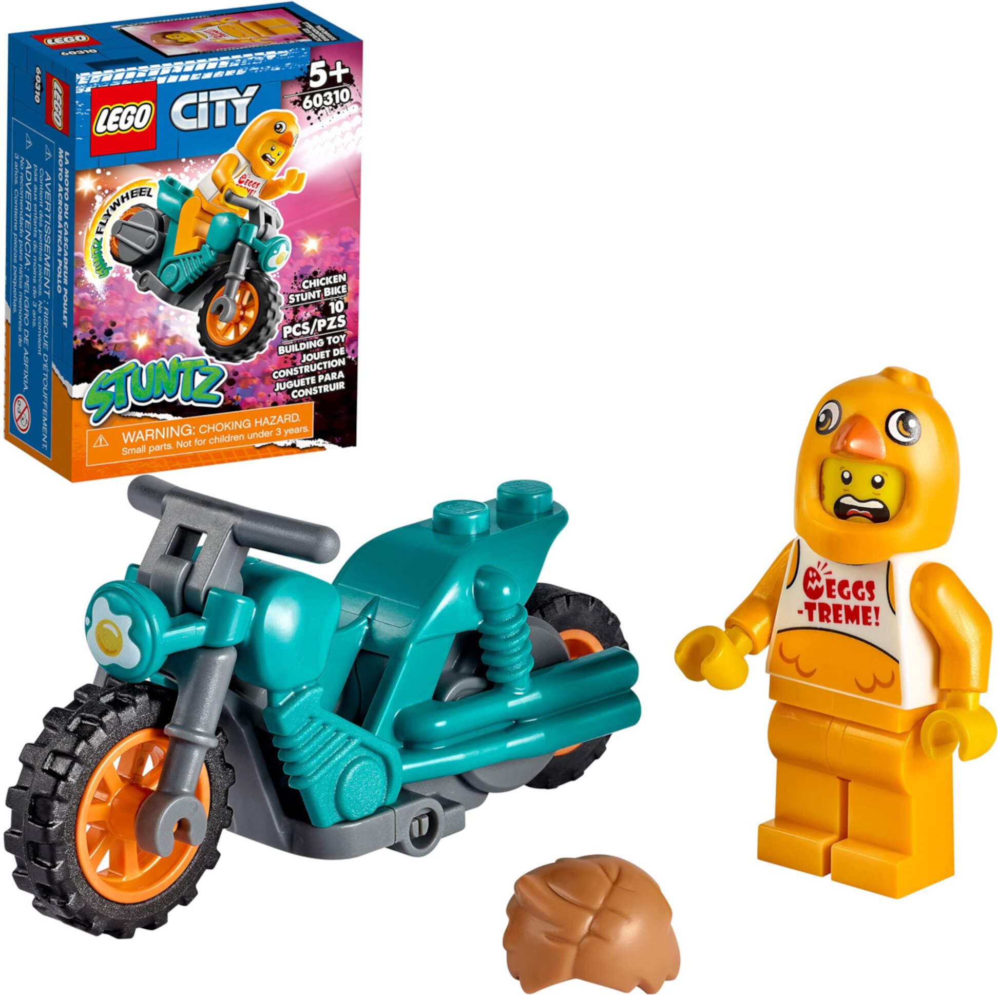 LEGO City Куриный трюковой велосипед 60310 Строительный набор; Веселая крутая игрушка для детей (10 шт.) Lego
