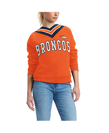 Женский оранжевый пуловер с v-образным вырезом Denver Broncos Heidi Tommy Hilfiger