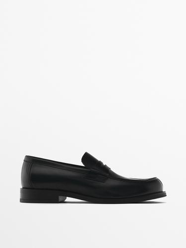 Leather penny loafers Massimo Dutti