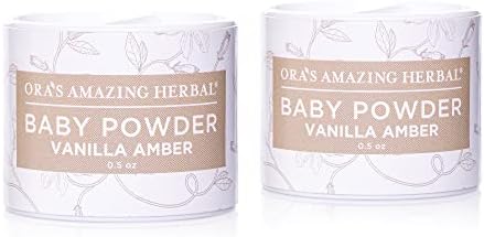 Ora's Amazing Herbal, Talc Free Baby Powder, Cornstarch Free Clay Based Powder, Real Vanilla Amber Natural Scent, (Pack of 2 Travel Size 0.5 oz) Ora's Amazing Herbal