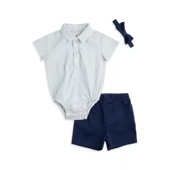 Рубашка из поплина Petit Lem в небесную полоску для маленьких мальчиков и amp; Комплект шорт Firsts by Petit Lem