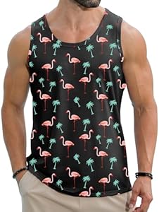 Babioboa Men's Hawaiian Tank Tops Tropical Funky Floral Beach Tops Sleeveless Basic T-Shirt Breathable Aloha Tee Summer Babioboa