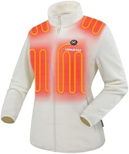 Женская Флисовая Кофта Venustas Heated Jacket с Батареей 7.4V, 5 зон обогрева, Обогреваемая Куртка с Премиальной Молнией Venustas