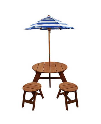 Round Table with Umbrella and Chairs, Set of 4 Homeware
