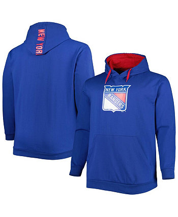 Мужской синий флисовый пуловер с капюшоном New York Rangers Big and Tall Profile