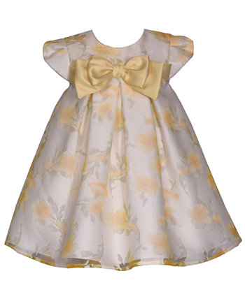 Платье-трапеция с короткими рукавами и атласным бантом для маленьких девочек Bonnie Baby