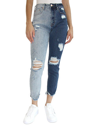 Двухцветные рваные джинсы Mom для юниоров Almost Famous