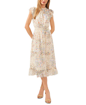 Женское платье с цветочным принтом и рукавами-крылышками CeCe (средней длины) CeCe