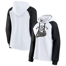 Рекордсменка Brooklyn Nets белого/черного цвета с принтом Fanatics для женщин, пуловер с капюшоном с капюшоном реглан Fanatics