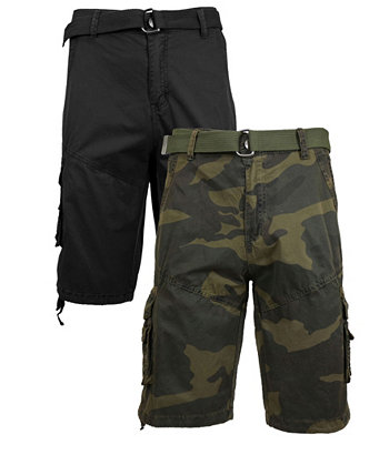 Мужские шорты-карго с поясом и плоскими передними карманами из твила, 2 шт. В упаковке Galaxy By Harvic