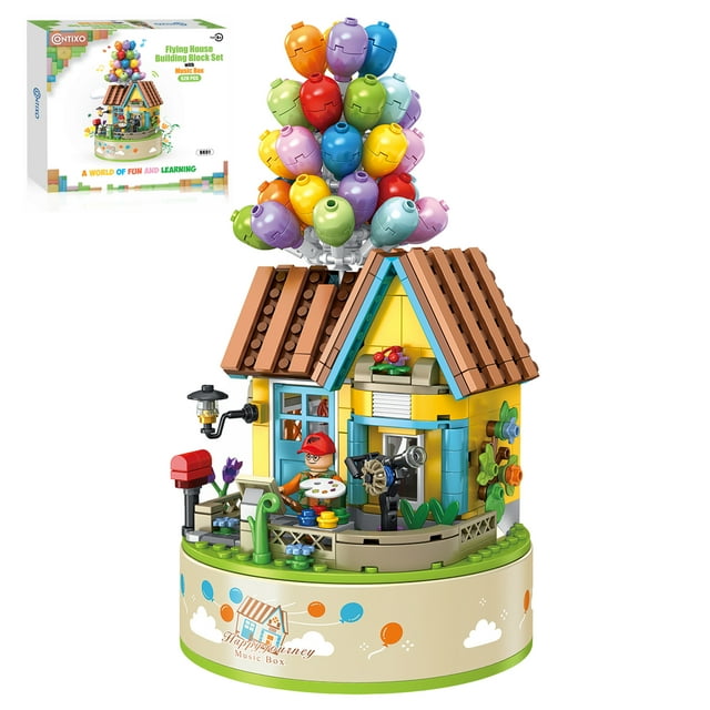 Contixo Flying Balloon House Building Block Set, Rotating Carousel Music Box, STEM Toys for Kids, Boys & Girls, Ages 6+, Birthday & Christmas Gift Ideas - 528 Pcs Contixo