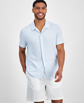 Мужская походная рубашка на пуговицах обычного кроя пестрой вязки в рубчик, созданная для Macy's I.N.C. International Concepts