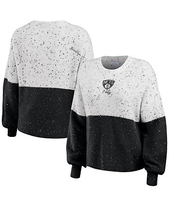 Женский белый и черный пуловер Brooklyn Nets с цветными блоками WEAR by Erin Andrews