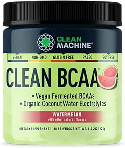 Clean BCAA - 2:1:1 Food Sourced BCAAs Powder (Порошок) & Coconut Water Electrolytes Recovery & Amino Energy Supplement - Award Winning Vegan Amino Acid Supplement - 30 Servings (Порции) (30, Fruit Punch) CLEAN MACHINE