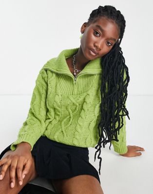 Зеленый вязаный свитер с воротником-стойкой Daisy Street Daisy Street