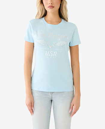 Женская футболка с короткими рукавами и кристаллами в форме подковы True Religion