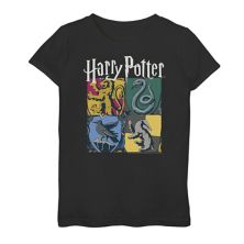 Винтажная футболка с коллажем Harry Potter Hogwarts Houses для девочек 7–16 лет Harry Potter