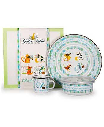 Детский обеденный набор из 3 предметов, коллекция эмалированной посуды Nursery Rhyme Golden Rabbit