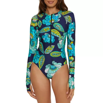 Pirouette Floral Long-Sleeve Paddle Suit Trina Turk