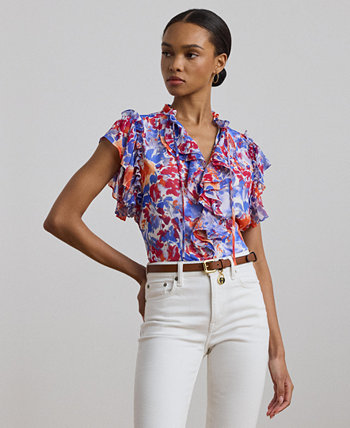 Women's Floral Ruffle-Trim Georgette Blouse LAUREN Ralph Lauren