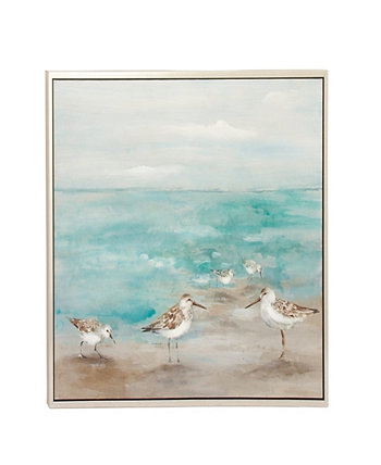 Настенное искусство на холсте с птицами в серебристой рамке, 47 x 1 x 36 дюймов Rosemary Lane