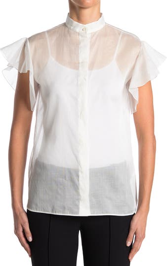 Блуза с прозрачным воротником-стойкой Valentino