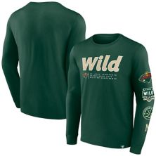 Зеленая мужская футболка с длинным рукавом с логотипом Fanatics Minnesota Wild Strike the Goal Unbranded