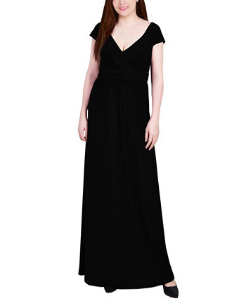 Women's Short Sleeve Gathered Empire Waist Maxi Dress NY Collection