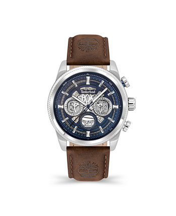 Мужские часы Hadlock с темно-коричневым кожаным ремешком 46 мм Timberland