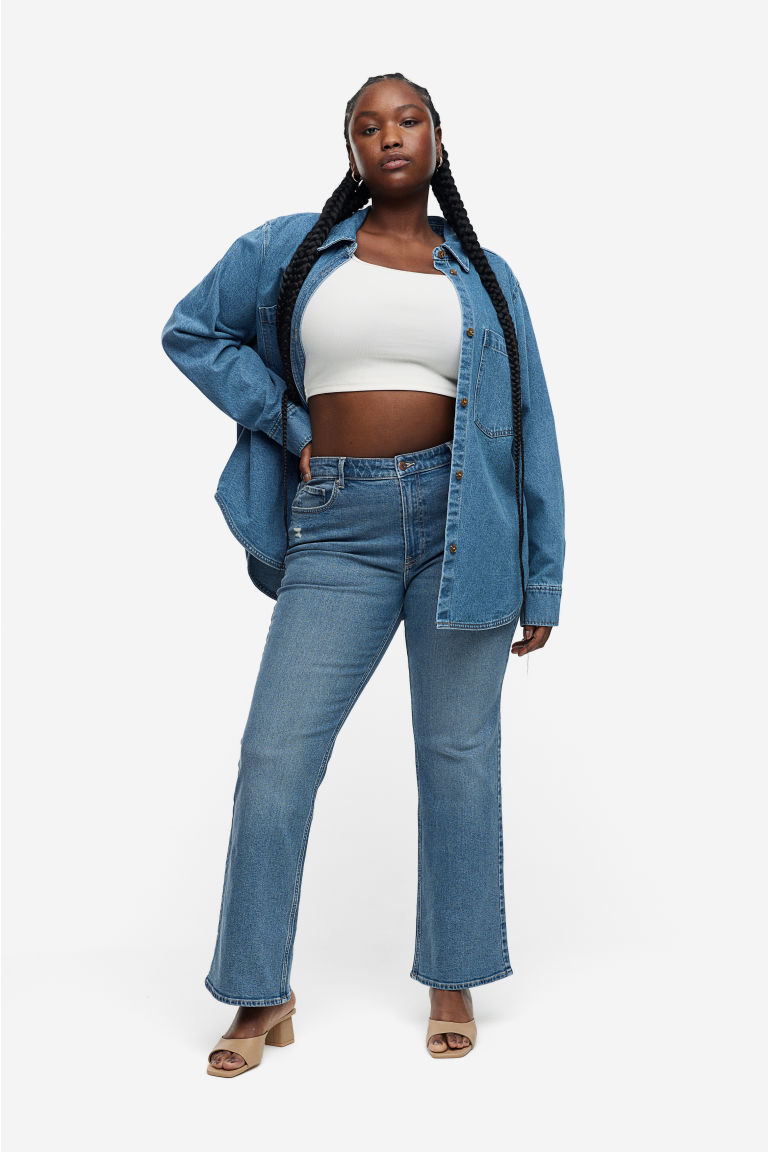Высокие джинсы Bootcut с пышной посадкой H&M