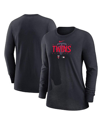Женская футболка Minnesota Twins Navy Authentic Collection Legend Performance с длинным рукавом Nike