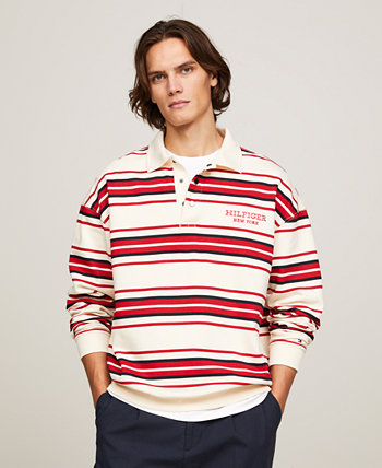 Мужская рубашка для регби в полоску с длинным рукавом и логотипом Monotype Tommy Hilfiger