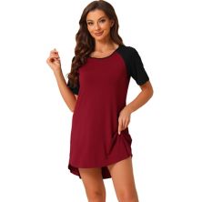 Women's Pajama Round Neck Short Sleeves Stretchy Lounge Mini Nightgowns Cheibear