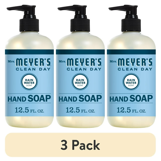 (3 pack) Mrs. Meyer's Clean Day Liquid Hand Soap, Rain Water Scent, 12.5 Ounce Bottle Mrs. Meyer's