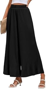 GRAPENT Wide Leg Pants Woman High Waisted Flowy Pull On Pleated Dressy Casual Ankle Cropped Palazzo Pants Baggy Culottes Grapent