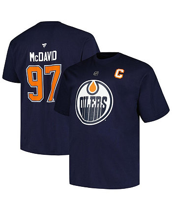 Мужская футболка Connor McDavid Navy Edmonton Oilers Big and Tall с именем и номером Profile