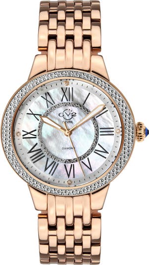 Женские часы GV2 Astor II Diamond MOP с циферблатом и браслетом, 38 мм — 0,24 карата GV2