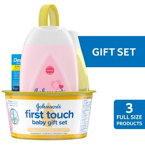 Johnson's First Touch Baby Gift Set with Baby Lotion, Diaper Cream and Shampoo, 4 full size items Visit the Johnson's Store