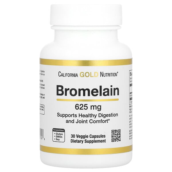 Bromelain, 620 мг, 30 растительных капсул - California Gold Nutrition California Gold Nutrition