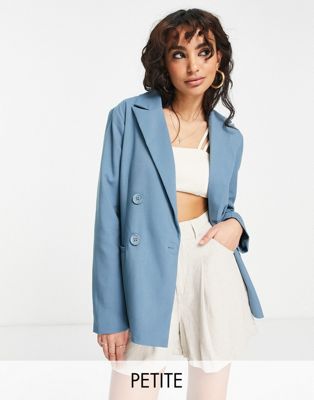 Lola May Petite double breasted blazer in blue LOLA MAY PETITE