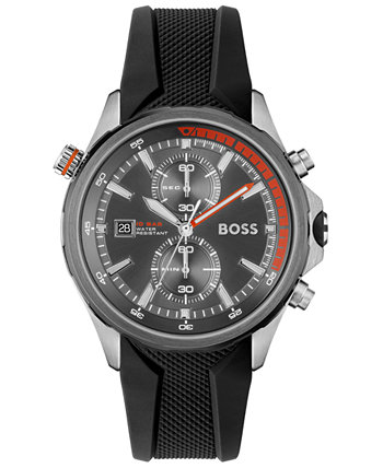 Globetrotter Men's Chronograph Black Silicone Strap Watch 46mm HUGO BOSS