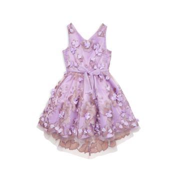 Little Girl's &amp; Girl's Floral Appliqué Tulle Dress Christian Siriano